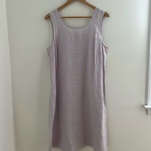 J. Jill Love Linen Dress Tank Large Shell Buttons Lagenlook Lavender Pastel